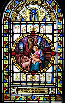Glory to God window, on the left wall coming into the church